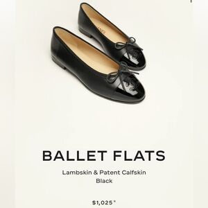 chanel vintage black ballet flats in lambskin and patent leather